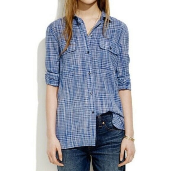 Madewell Ex Boyfriend Button Down Poplin Shirt - Picture 1 of 8